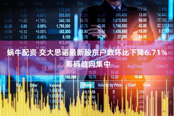 蜗牛配资 交大思诺最新股东户数环比下降6.71% 筹码趋向集中